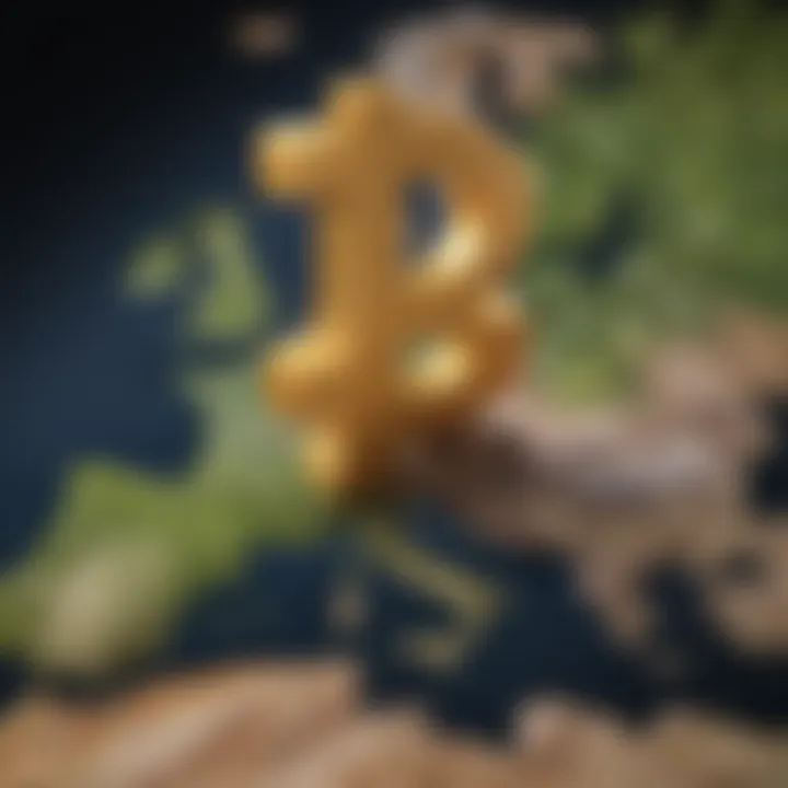 European Union map with currency symbols overlaid