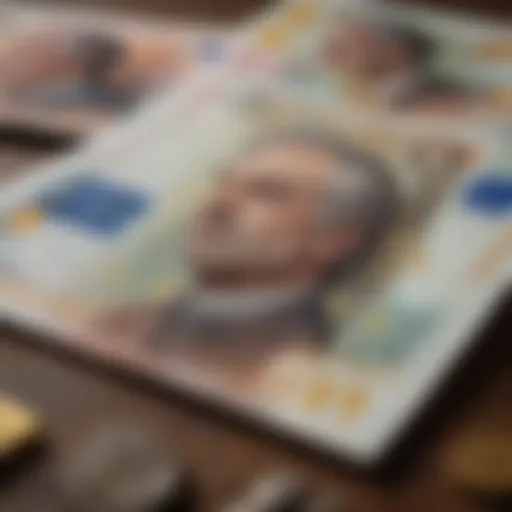 Euro banknotes with intricate design