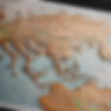 Abstract representation of currency exchange rates fluctuating over a global map