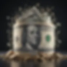 Abstract representation of cash turning into digital code