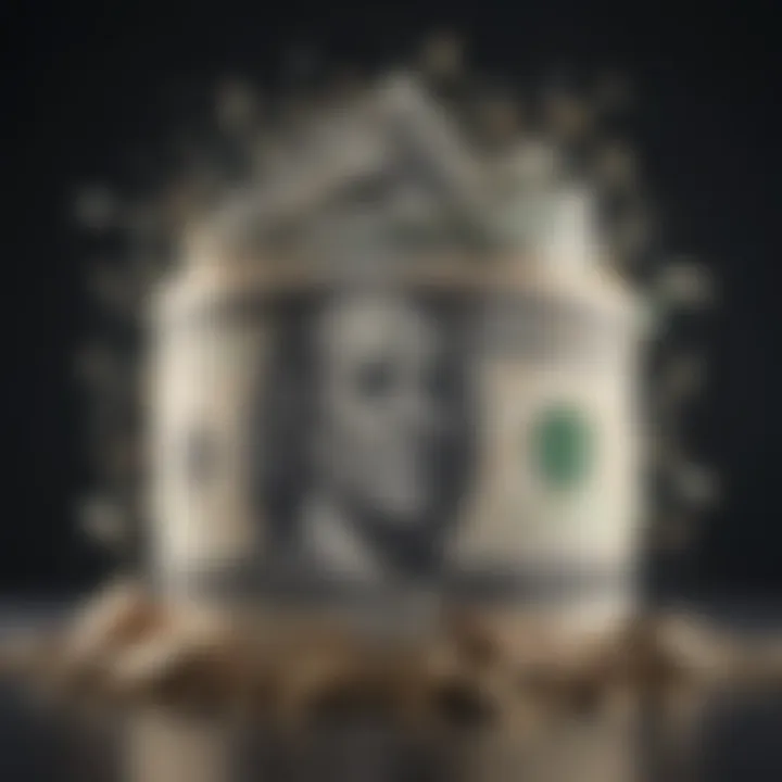 Abstract representation of cash turning into digital code