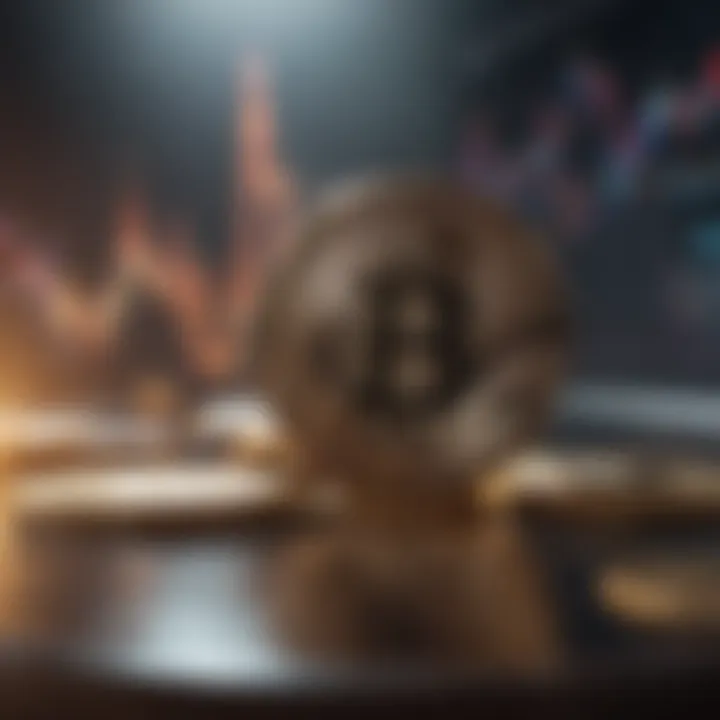 A digital chart showing cryptocurrency market trends