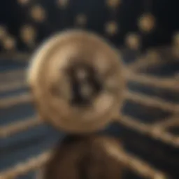 An intricate network of blockchain technology symbols representing cryptocurrency