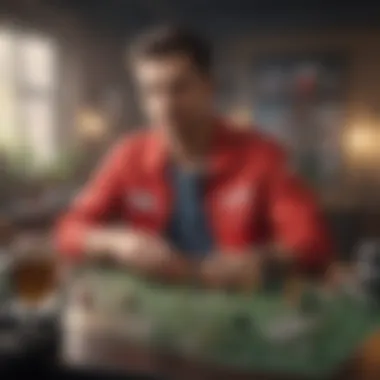 Creative depiction of a player strategizing in a digital game
