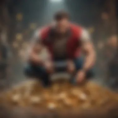 Rewards in Digital Landscape Innovative visualization of a gamer reaping rewards in a digital landscape