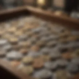 A well-organized coin shop showcasing rare coins and collectibles