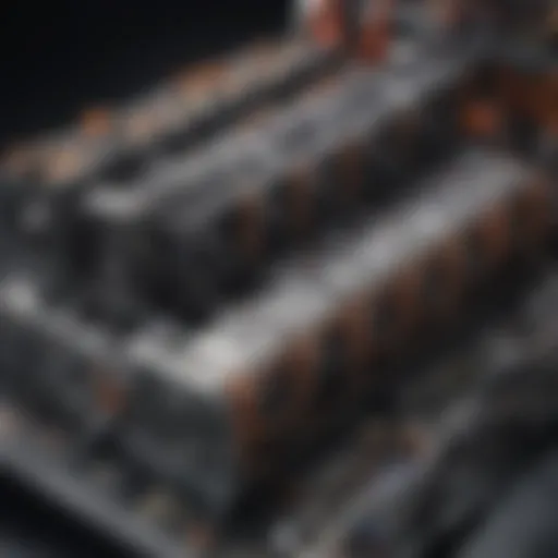 A detailed view of a mining rig setup with various components highlighted.