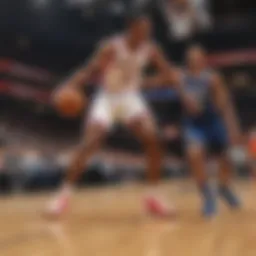 An artistic representation of an NBA moment card showcasing a memorable play