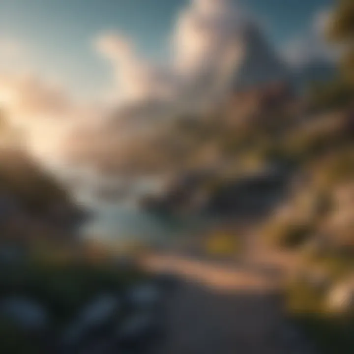 Surreal digital art piece depicting dreamlike landscapes
