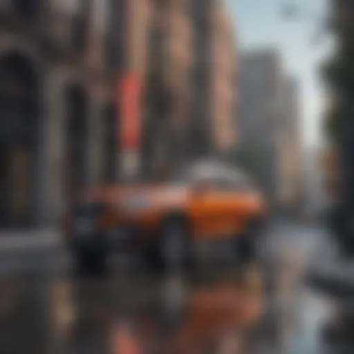 Luxury used SUV in urban environment