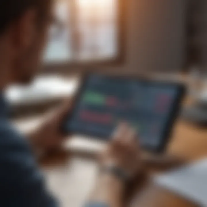 A person analyzing financial data on a tablet
