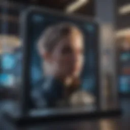 Unique digital artwork displayed on futuristic holographic screen