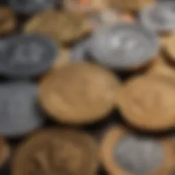 Diverse cryptocurrency coins displayed on a digital platform