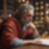 Philosopher contemplating market trends