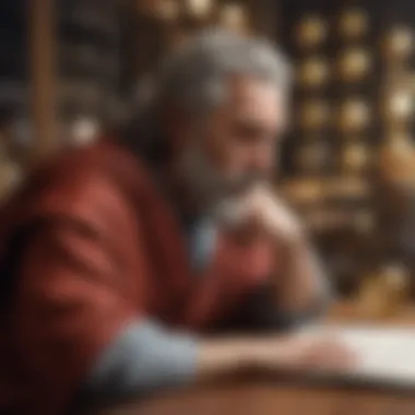 The Stoic Philosopher and Market Trends Philosopher contemplating market trends