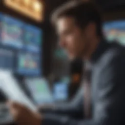A financial analyst reviewing trading news on a digital platform