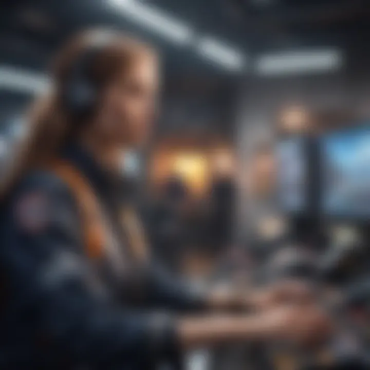 A futuristic gaming scene that hints at player empowerment and value generation