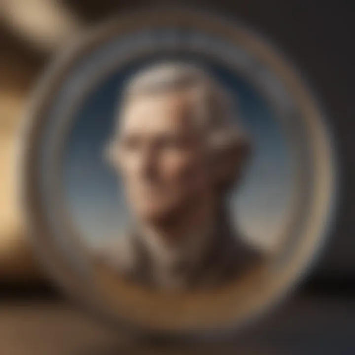 Historical portrayal of the first USD coin ever minted