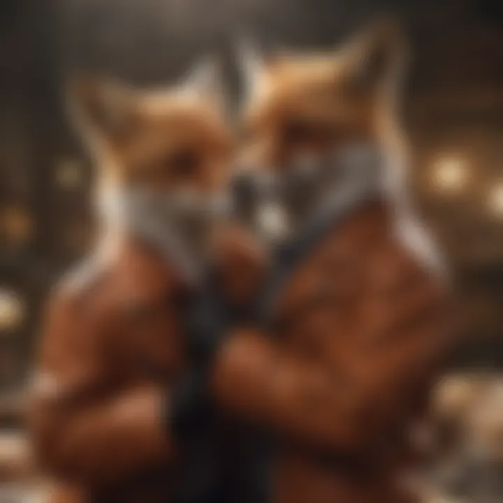 Artistic depiction of artists embracing Fox NFT in the digital realm