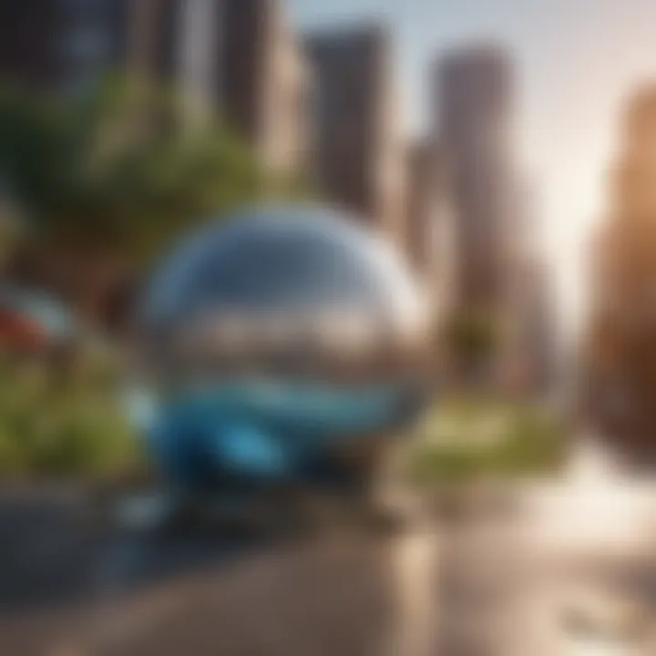 Benefits in the Financial Future An artistic depiction of a futuristic financial landscape with digital elements representing the benefits of Celsius reward rates