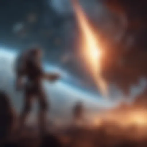 Futuristic Battle Scene in Nebula