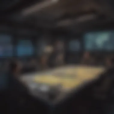 Strategic War Room with Holographic Maps
