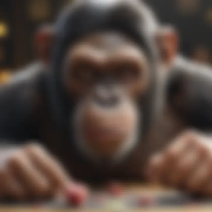 Ape exhibiting excitement during a gamble