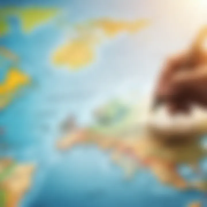 Global map with visa routes highlighted