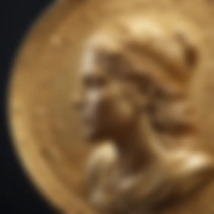 Intricate details of Gold Aureus coin design