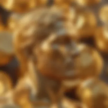 Close-up of Gold Aureus shimmering in light