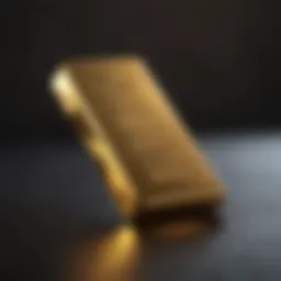 Luxurious gold bar on dark background