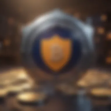 Shielding Transactions with HD Wallet Addresses Visual metaphor of a shield protecting a cryptocurrency transaction to illustrate the protective nature of HD wallet addresses