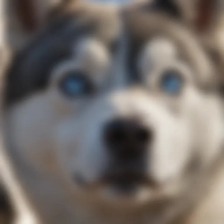 Captivating Blue Eyes of a Husky A close-up of a Husky's captivating blue eyes