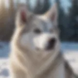 Majestic Siberian Husky in Snow A stunning Siberian Husky looking majestic in a snowy landscape