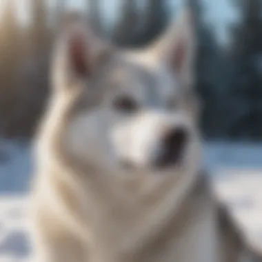 Majestic Siberian Husky in Snow A stunning Siberian Husky looking majestic in a snowy landscape