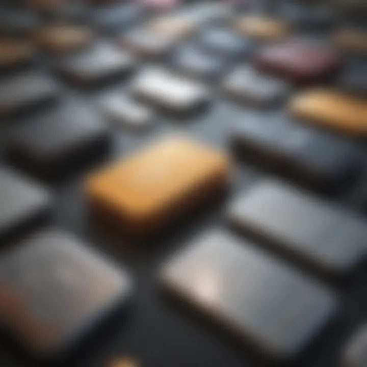 A diverse range of digital wallets displayed on a futuristic device.