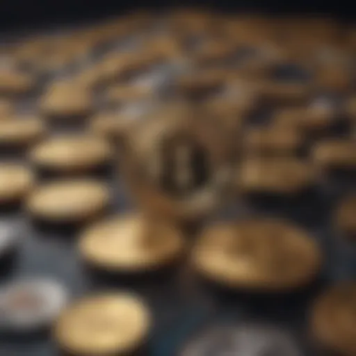 A digital interface showcasing various cryptocurrencies in a vibrant marketplace.