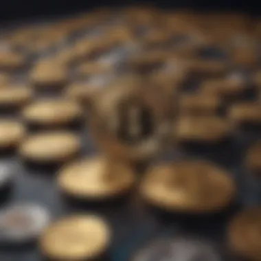 Cryptocurrency Marketplace A digital interface showcasing various cryptocurrencies in a vibrant marketplace.