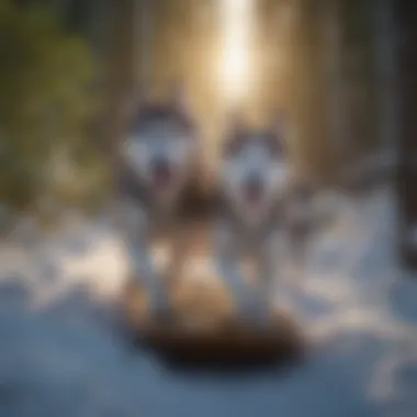 Husky Dog Sledding Through a Forest