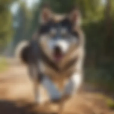 Husky enjoying a playful outdoor run