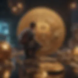 Gamer navigating through virtual cryptocurrency world
