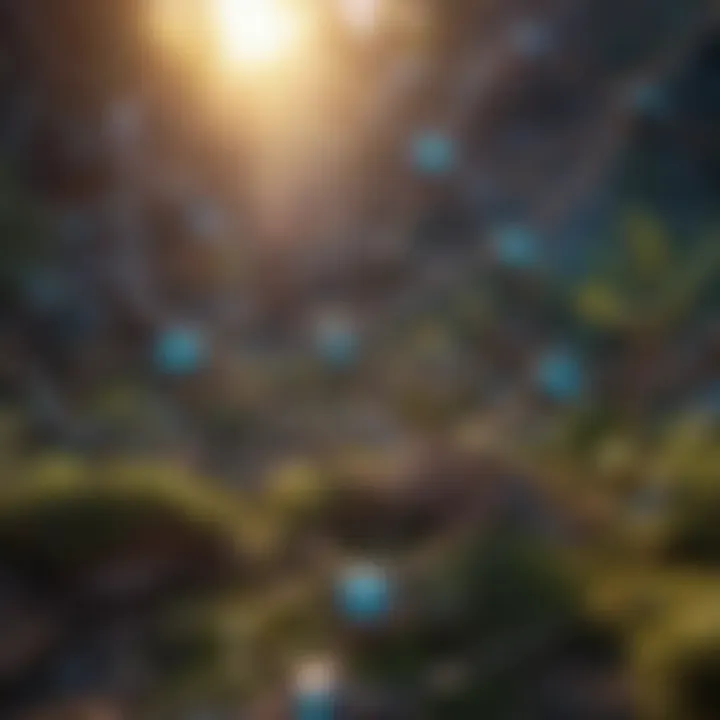 Interconnected Realms Intricate network connections symbolizing the interconnected nature of upcoming NFT minting projects