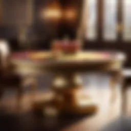 Elegant Gold Poker Table with Royal Emblem
