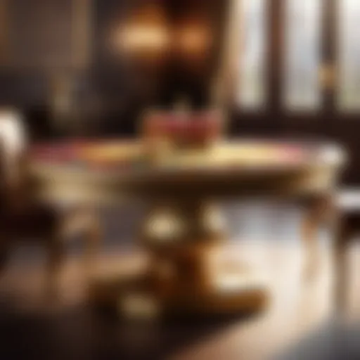 Elegant Gold Poker Table with Royal Emblem Elegant Gold Poker Table with Royal Emblem