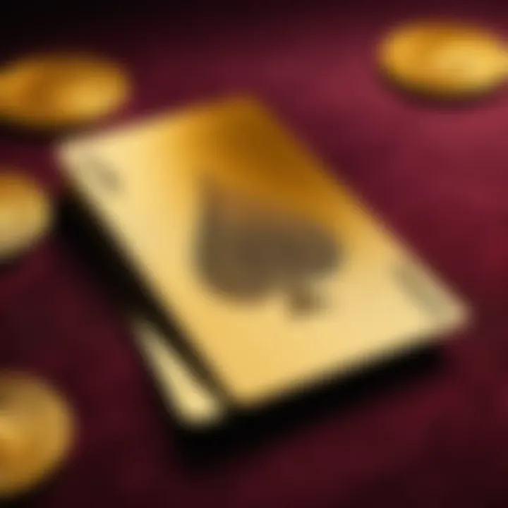 Golden Poker Cards Spread on Velvet Surface