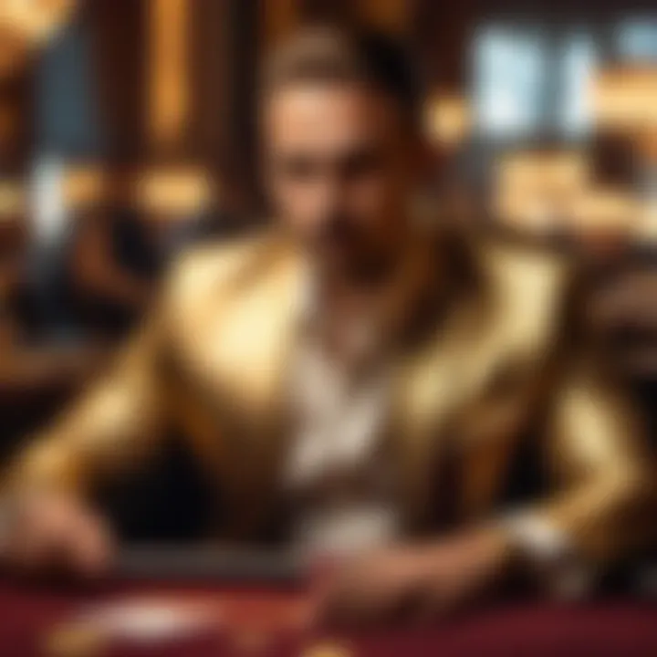 Opulent Gold Poker Player in Artistic Setting