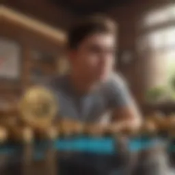 Young investor researching cryptocurrencies