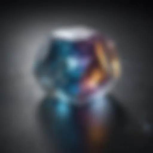 Iridescent mineral surface reflecting light