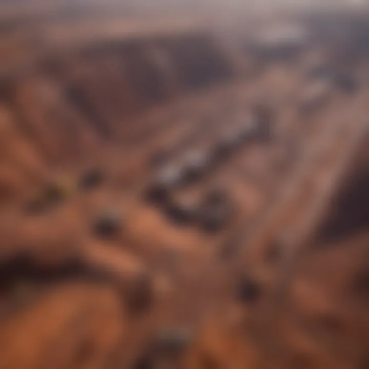 Iron ore mining site from aerial perspective