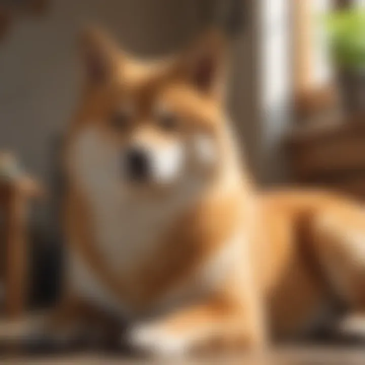 Healthy Kishu Inu being groomed by its owner